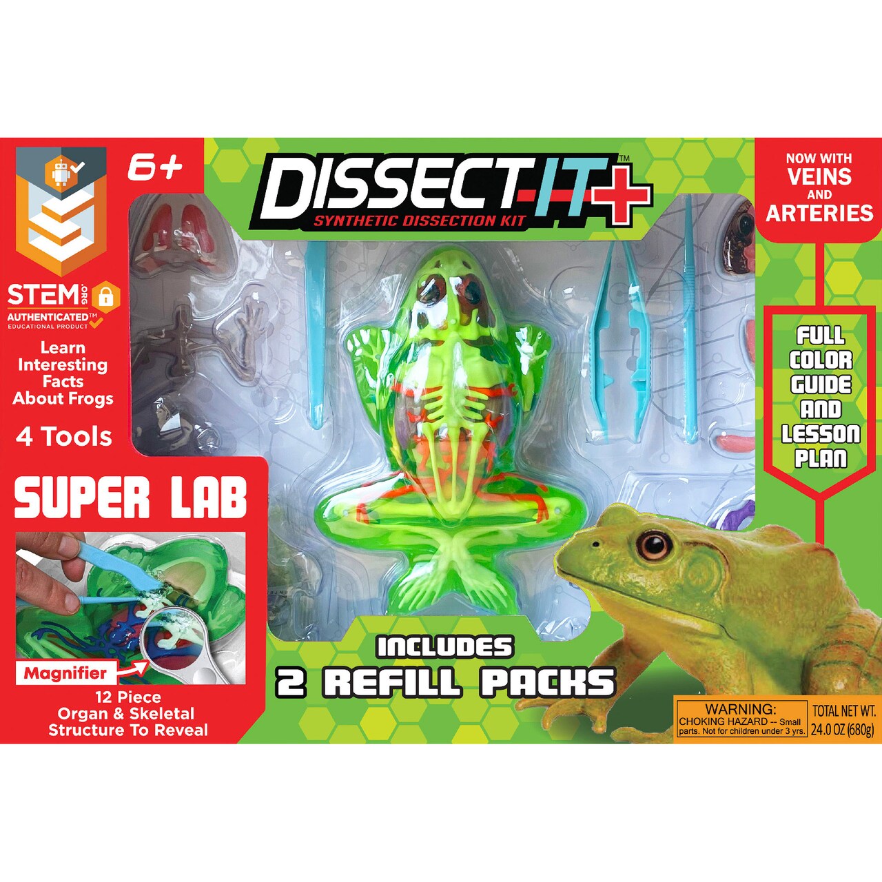 Dissect-It: Deluxe Super Frog Lab - Synthetic Dissection Kit, Realistic & Safe, STEM Learning Guide, Animal Science Kit, Top Secret Toys, Kids Age 6+